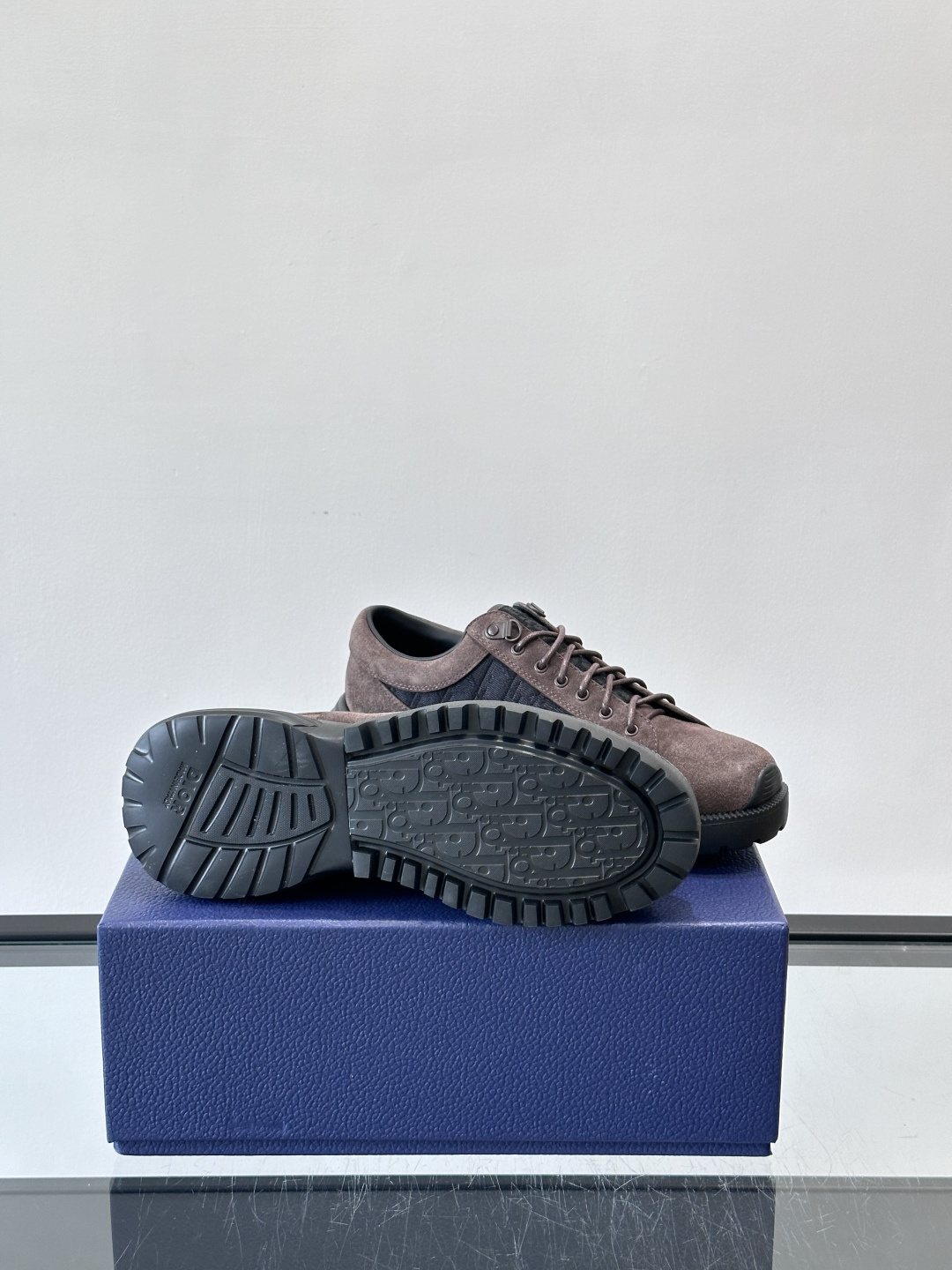 Dior Taupe Lace-Up Derby Shoes — detail