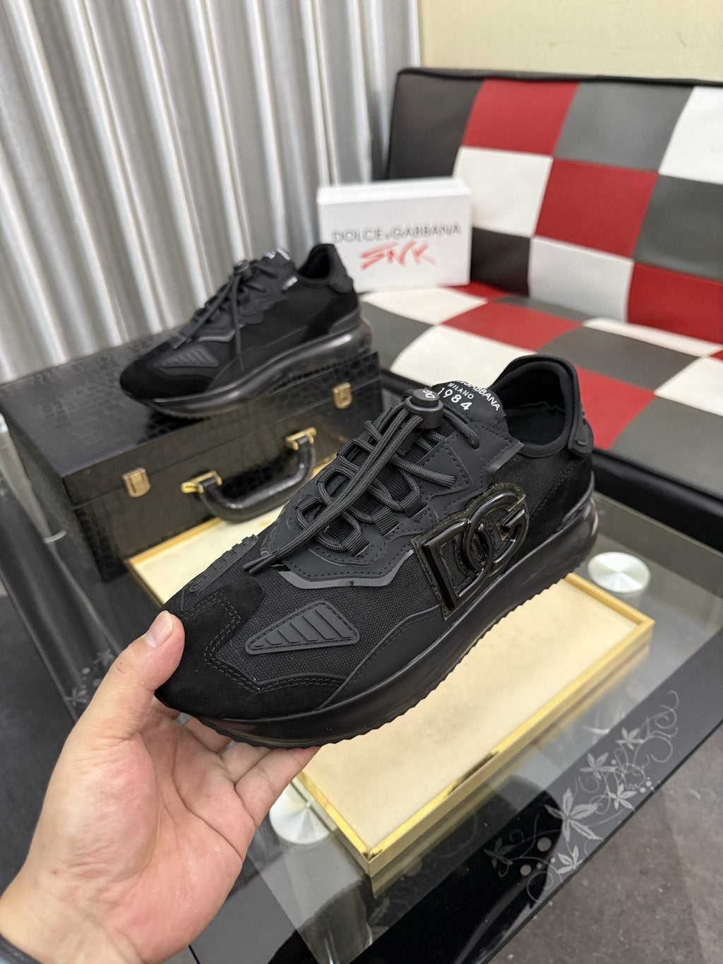 Dolce & Gabbana Black Paneled Sneakers — model