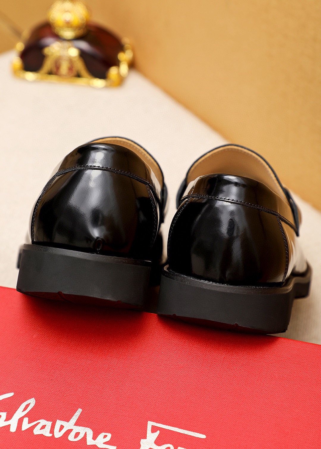 Ferragamo Black Bit Loafers — back