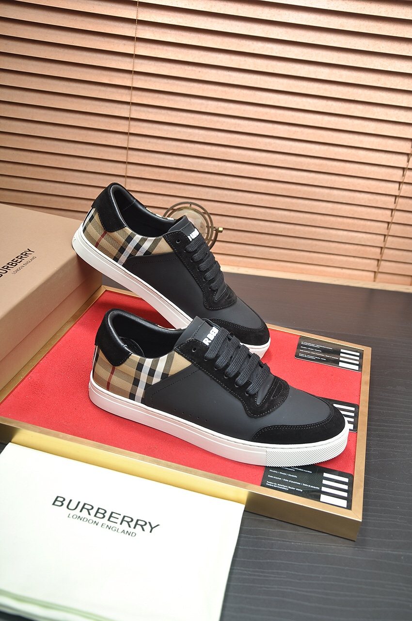 Burberry Check Heel Low-Top Sneakers — side