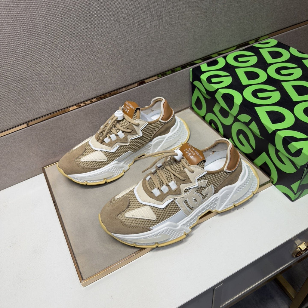 Dolce & Gabbana Taupe Mesh Panel Sneakers — front