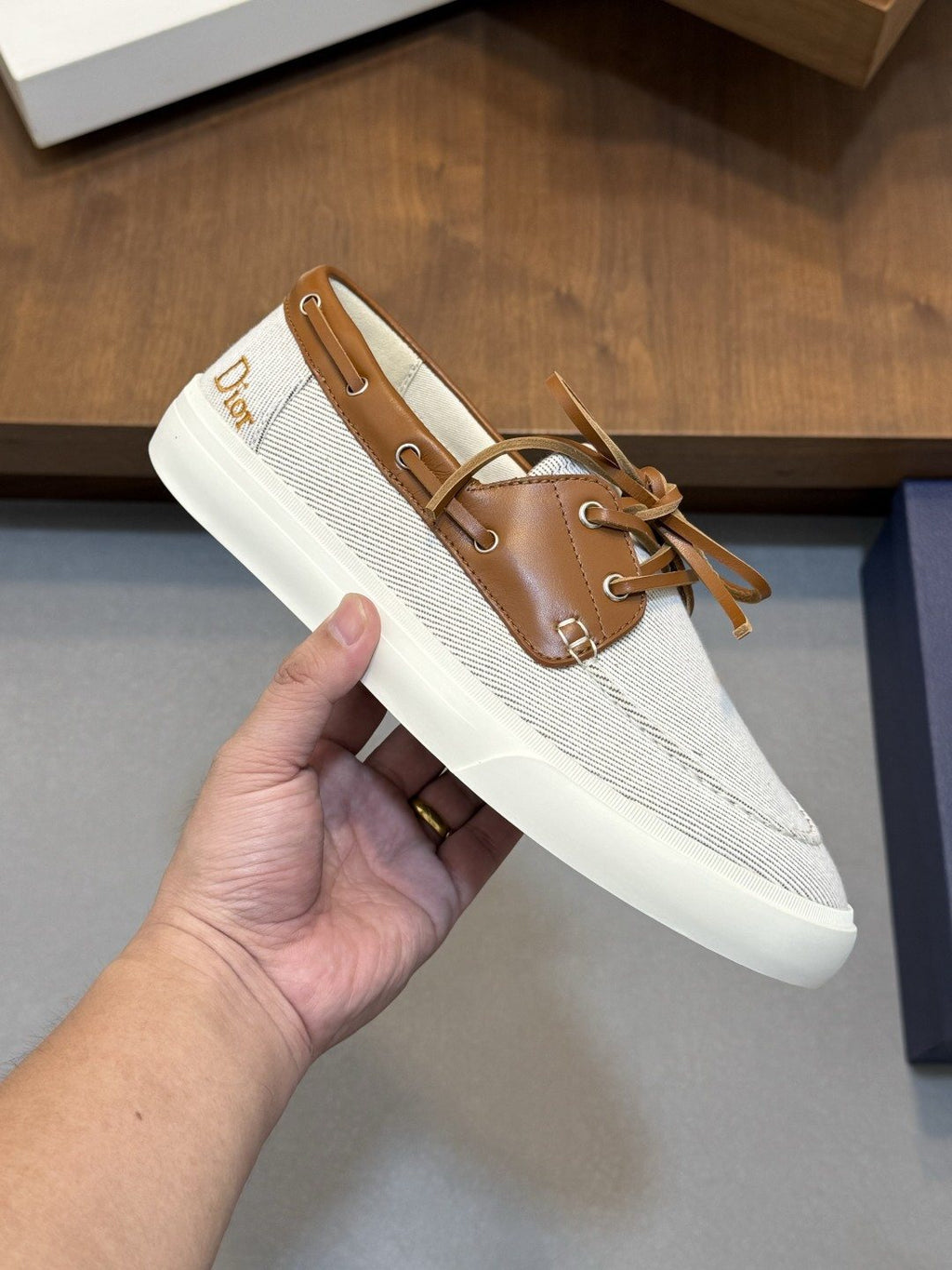 Dior Contrast-Trim Lace-Up Casual Shoes — side