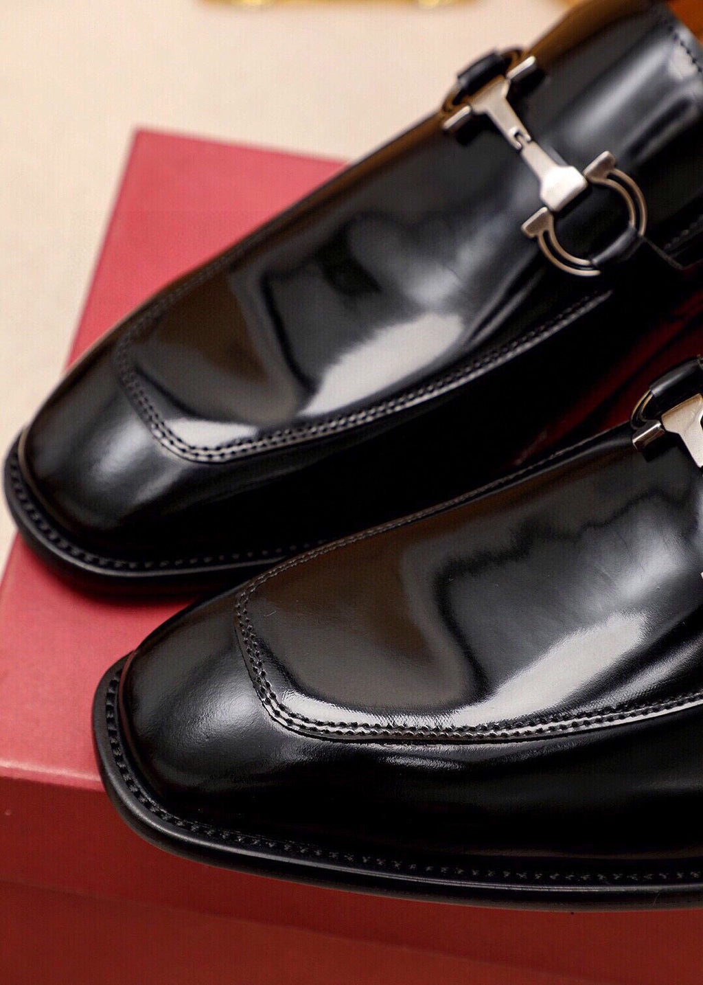 Ferragamo Buckle Leather Loafers — back