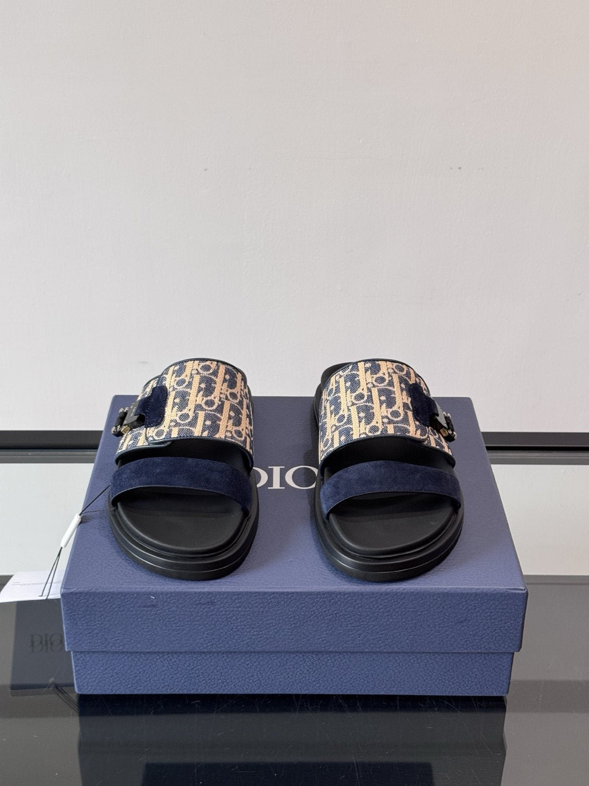 Dior Patterned Strap Slide Sandals — front