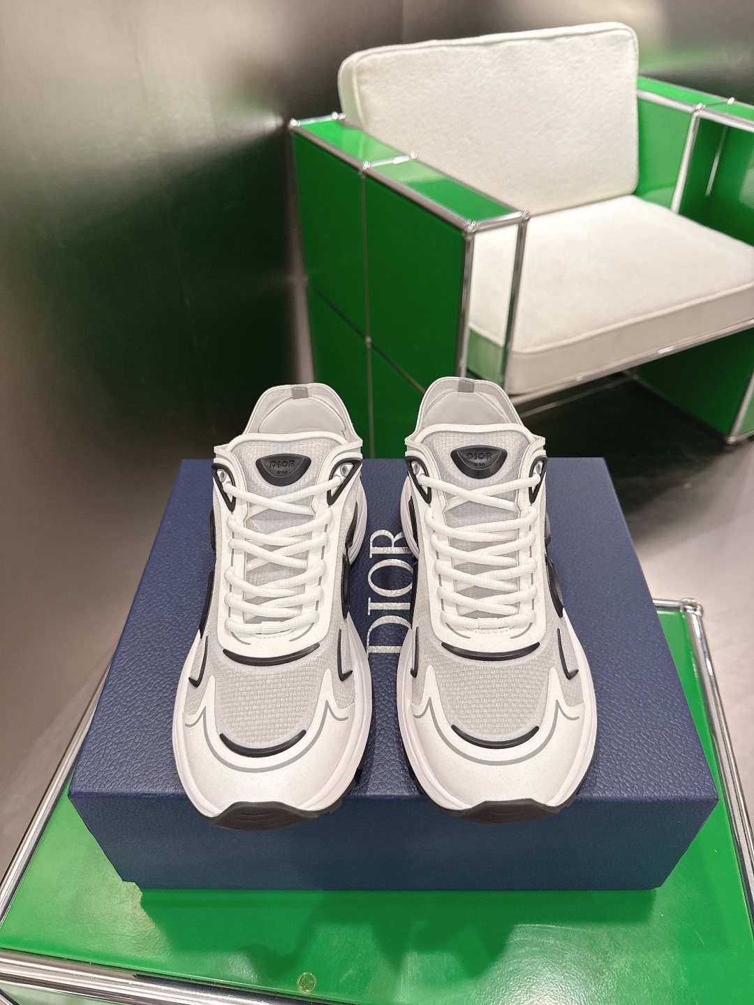 Dior Black and White Accent Low-Top Sneakers — front