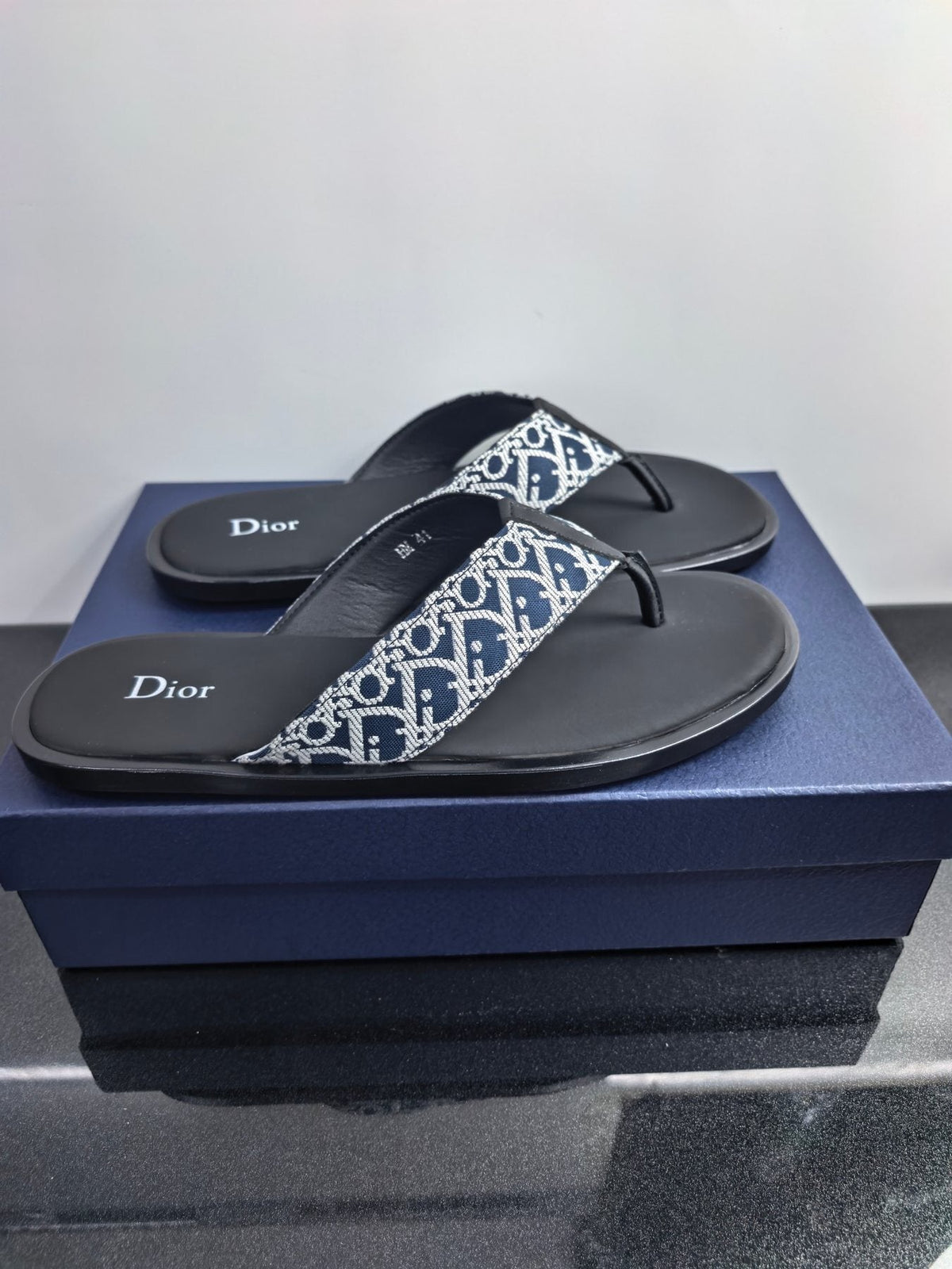 Dior Patterned Strap Thong Sandals — front