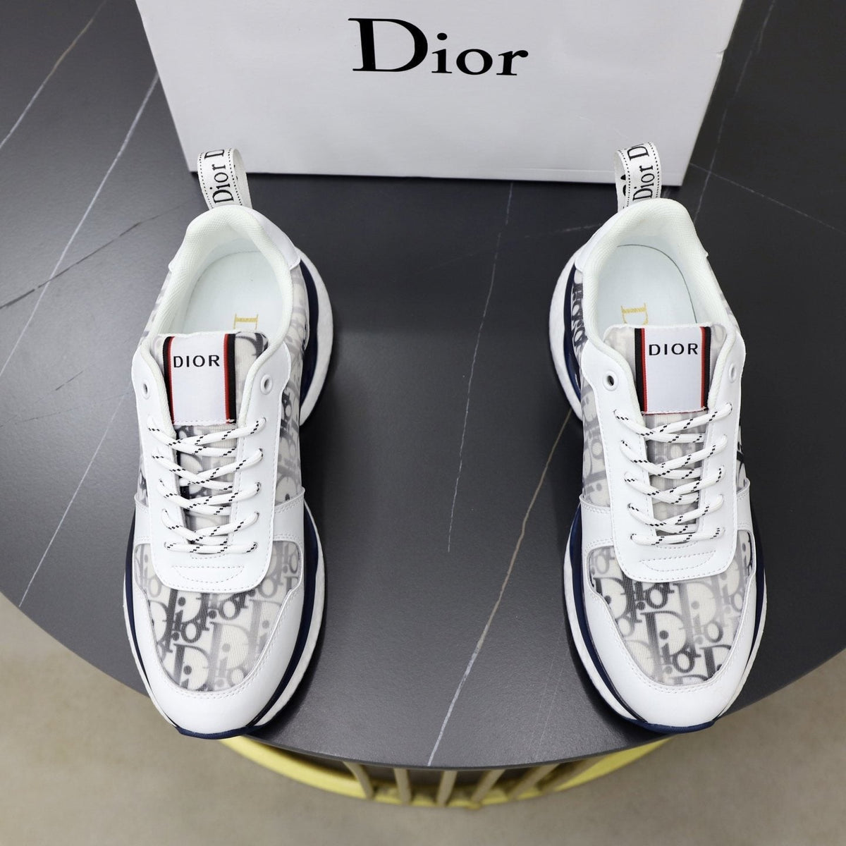 Dior Patterned Lace-Up Sneakers — front