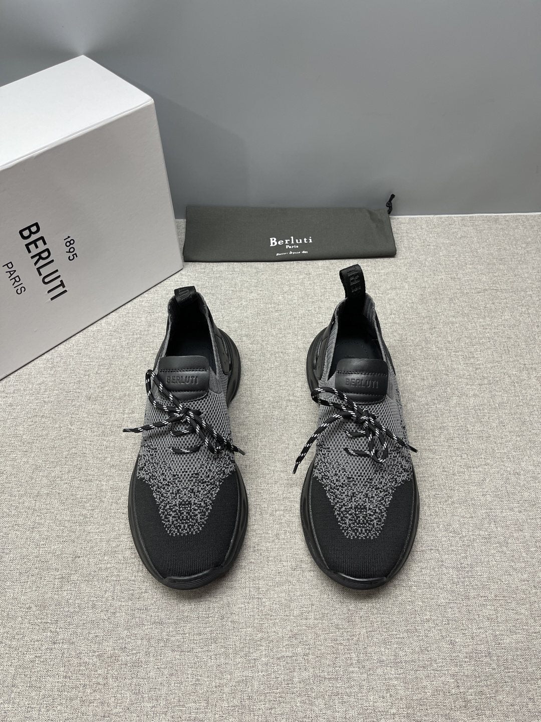 Berluti Blue Knit Lace-Up Sneakers — front