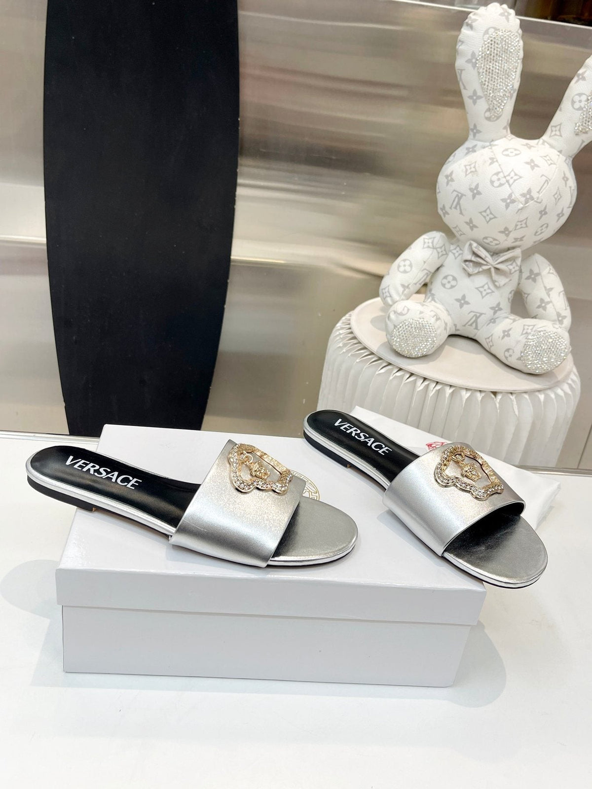 Versace Emblem Slide Sandals — front