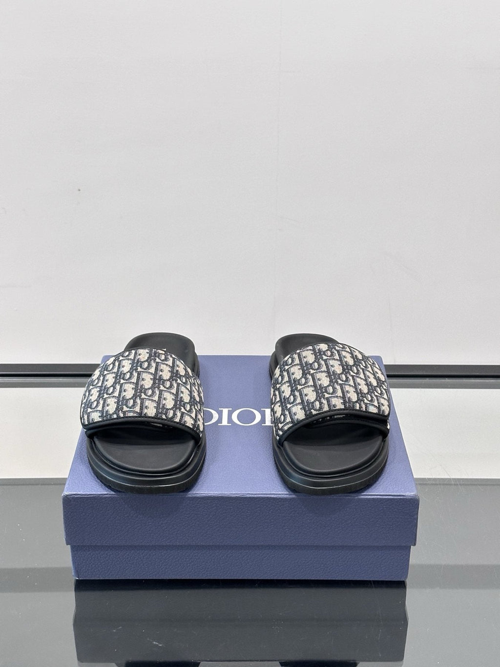 Dior Patterned Strap Slide Sandals — front
