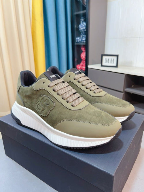BOSS Olive Green Low-Top Sneakers — hero