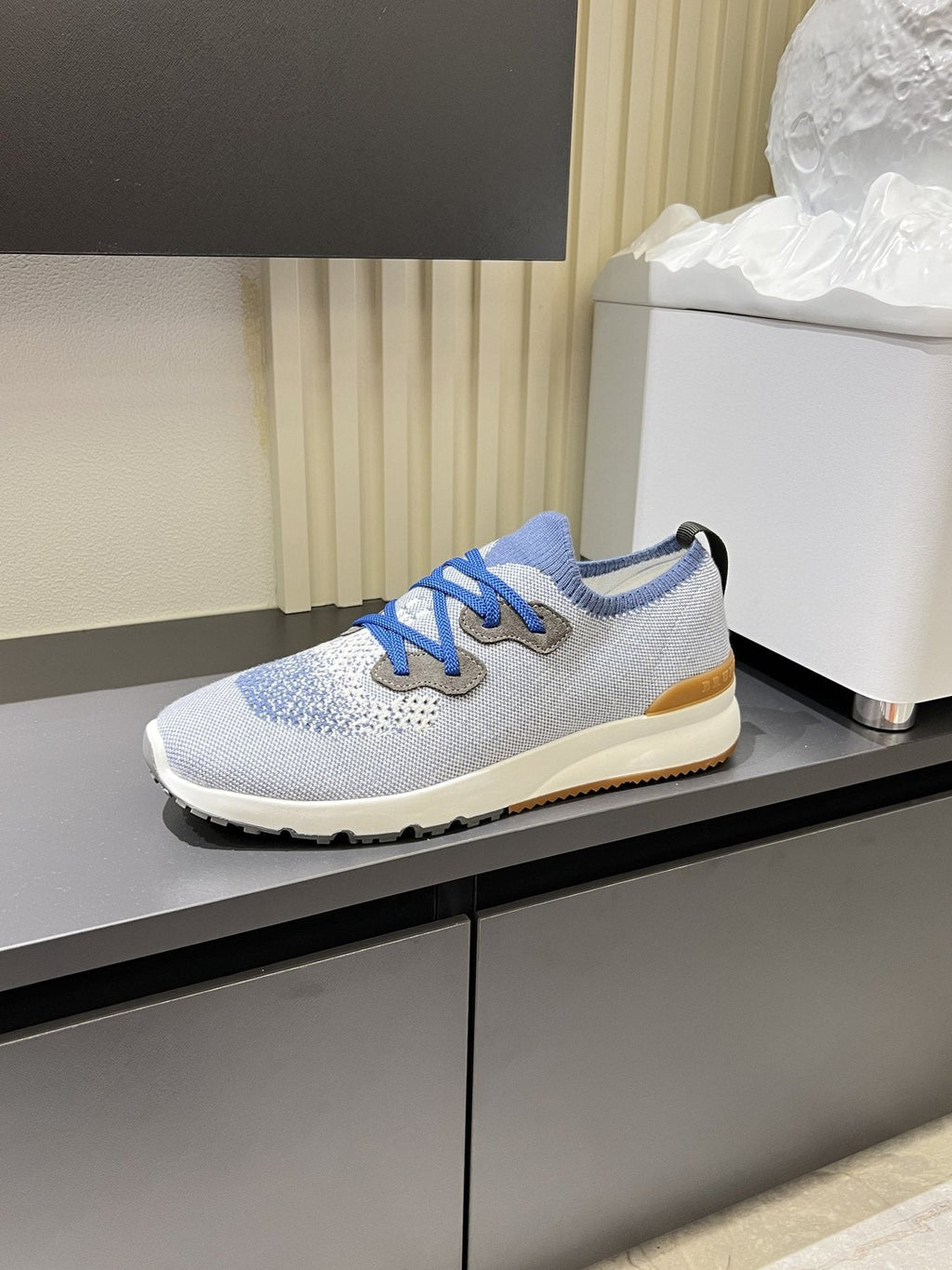 Brunello Cucinelli Color-Block Knit Sneakers — side