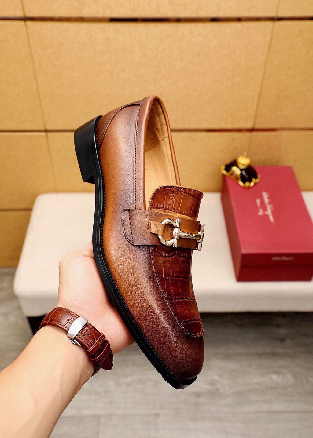 Ferragamo Embossed Bit Loafers — side